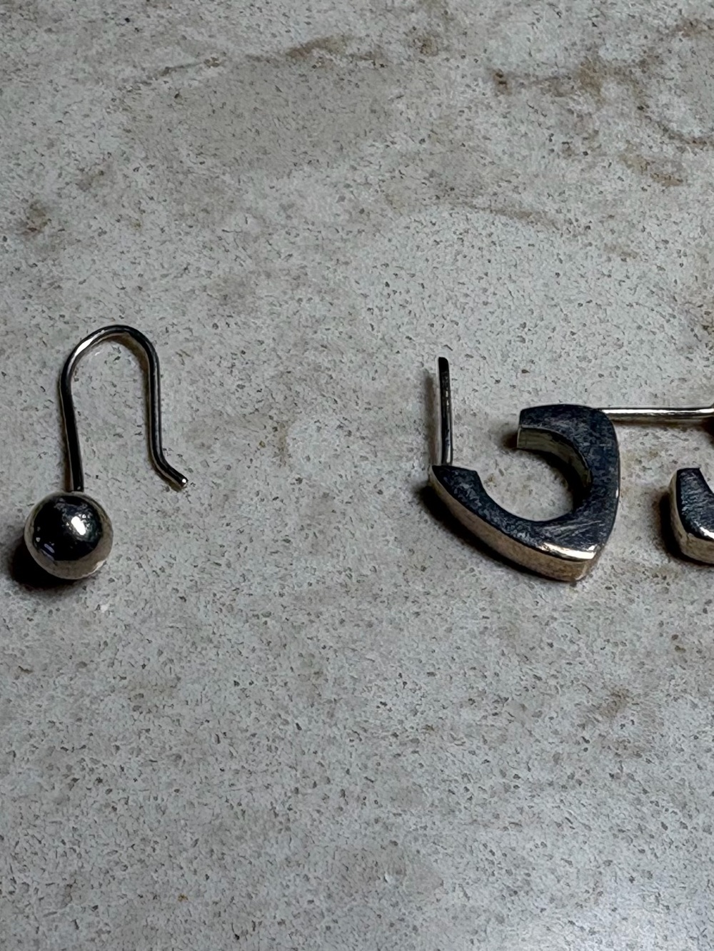 K12  Silver tone Modern Hoop & Ball Earrings - Silver two sets in this listing